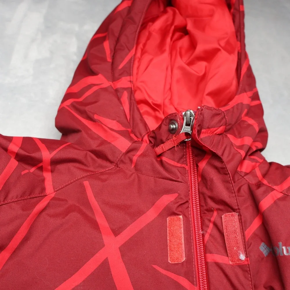 Columbia Jacket‎ Boys Medium 10/12 Red Geometric Lightning Lift Insulated Puffer